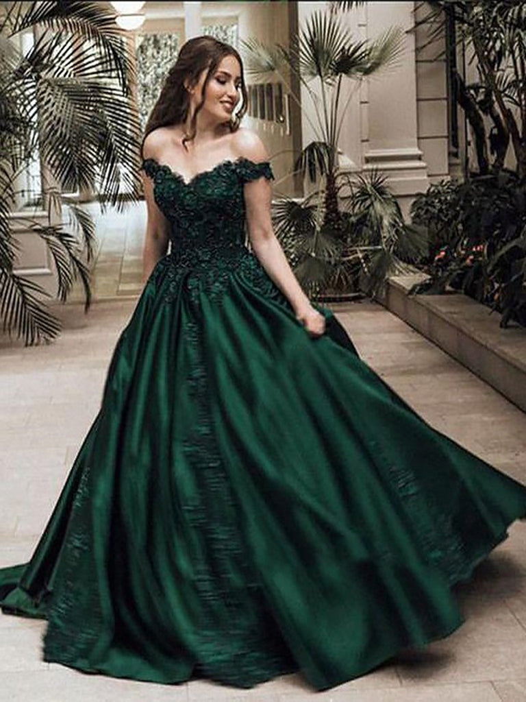 Emerald Green Mermaid Lace Prom Formal Dress EN193335338
